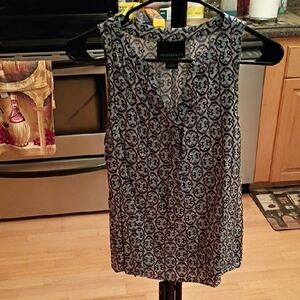 Cynthia Rowley Black and Blue Geometric Blouse